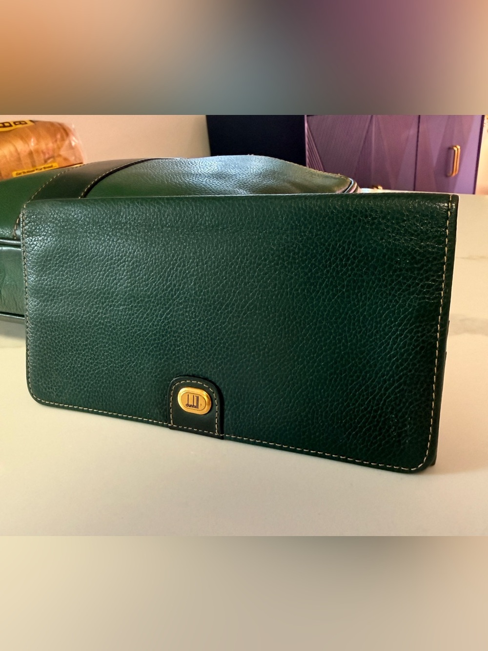 Dunhill Dark Green Leather Clutch Vanity Bag with Matching Wallet - Picture 6 of 15